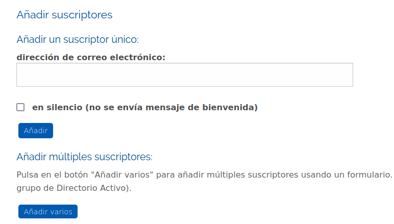 Añadir suscriptores