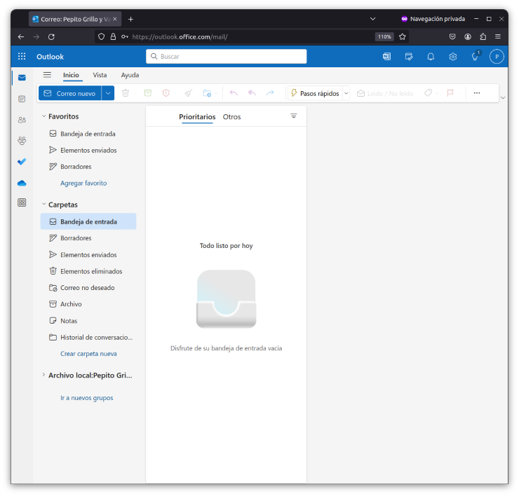 Ubicación del buzón de Archivo Local en Outlook