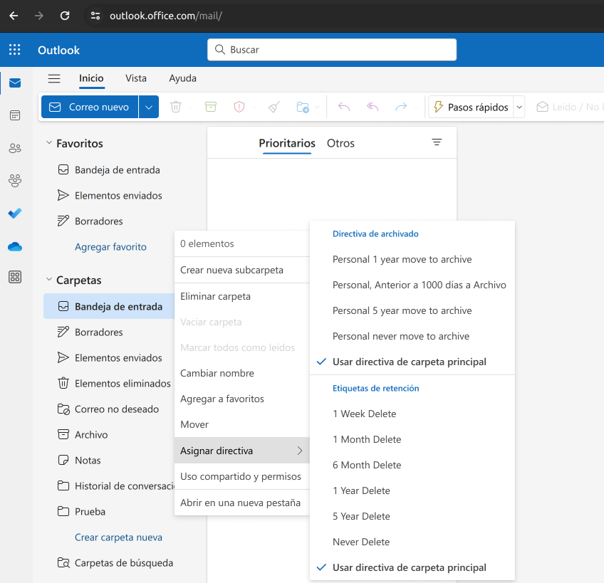 Directivas de almacenamiento