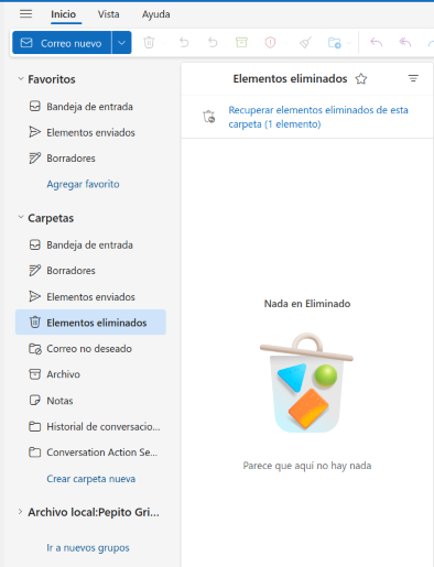 Recuperación mensajes eliminados