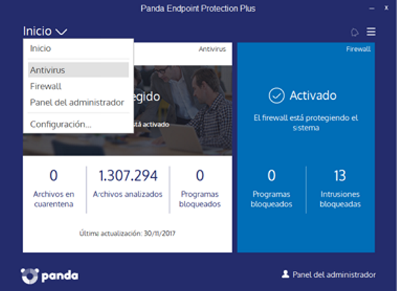  desplegar menú inicio, seleccionar Antivirus